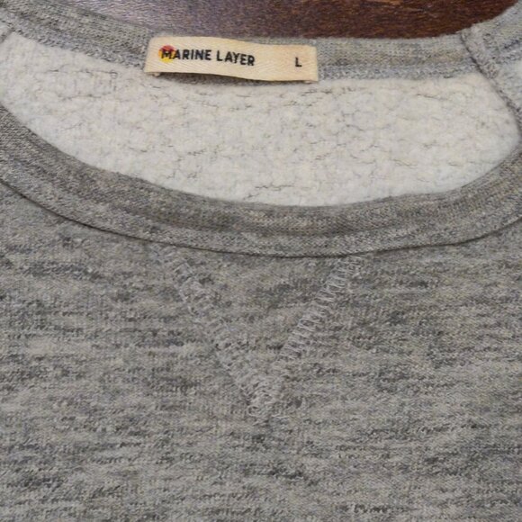 Marine Layer Women's Sherpa Crew Pullover Heather Grey SIZE LARGE - Picture 2 of 5